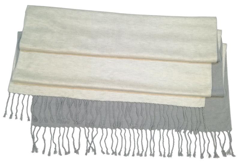 Stole Scarf Shawl 100% Silk Flannel White Grey